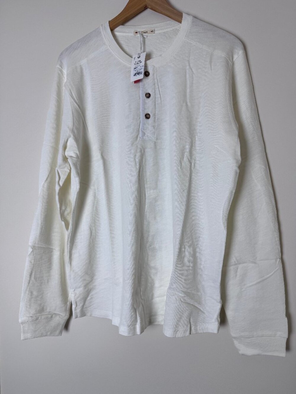 Marine Layer Heavy Slub Henley Antique White Long Sleeve Size Medium/Large NWT